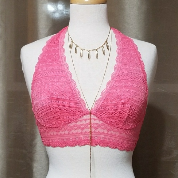VICTORIA'S SECRET Long Line Pink Halter Bra - Picture 1 of 6